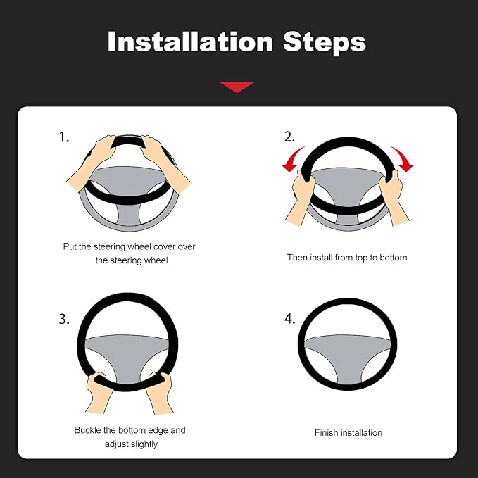 Ergocar D-Shaped Carbon Fiber & Microfiber PU Leather Steering Wheel Cover Anti-Slip Car Steering Wheel Protector Breathable Sweat Absorbent Sport for Diameter 38cm（15"）-Black