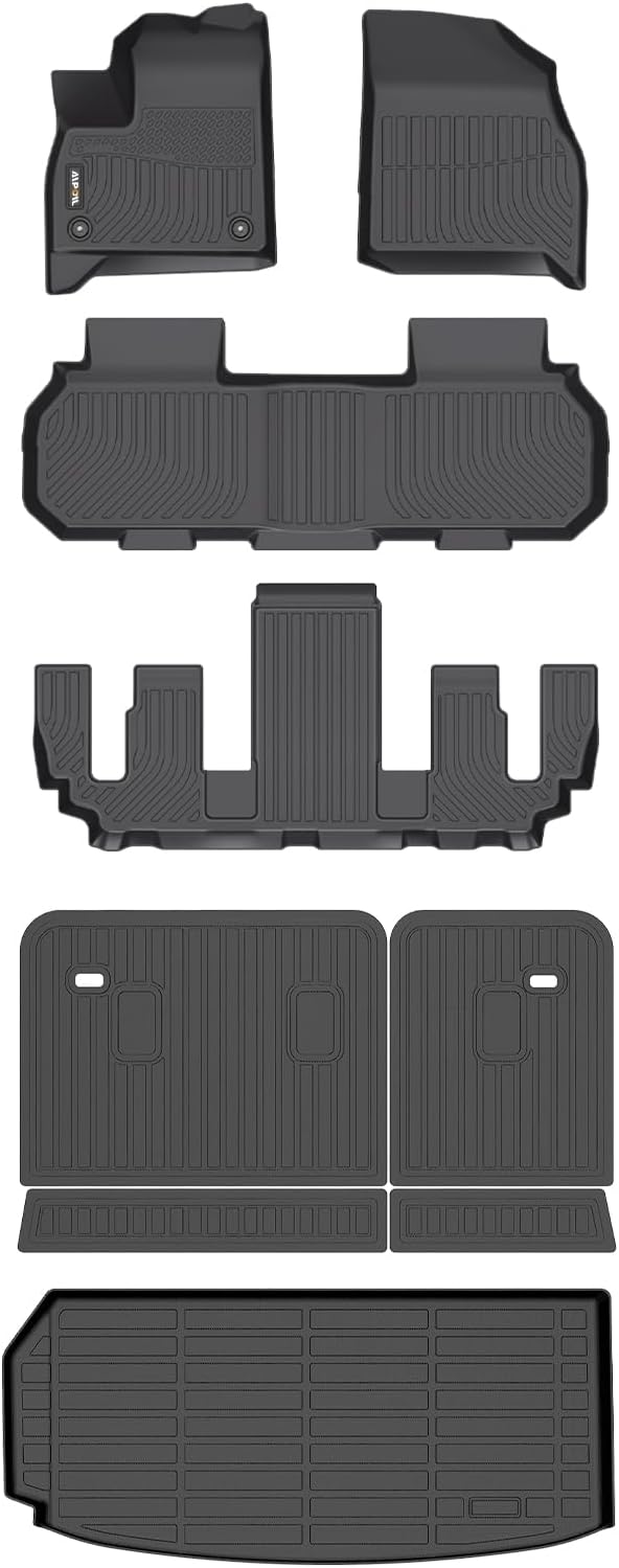 AIPOIL® Floor Mats & Cargo Liner & Seatback Cargo Set Fit for Buick Enclave 2025 & GMC Acadia 7 Seats 2024-2025 & Chevy Chevrolet Traverse 7 Seats 2024-2025 (Not for 2024 Traverse Limited) - Black