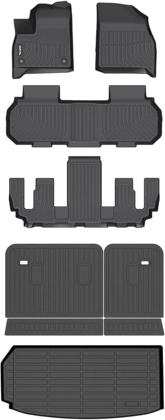 AIPOIL® Floor Mats & Cargo Liner & Seatback Cargo Set Fit for Buick Enclave 2025 & GMC Acadia 7 Seats 2024-2025 & Chevy Chevrolet Traverse 7 Seats 2024-2025 (Not for 2024 Traverse Limited) - Black