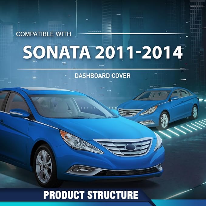 PIT66 Dash Cover Dashboard Bezel, Compatible with Hyundai Sonata 2011 2012 2013 2014 Dark Gray Instrument Panel