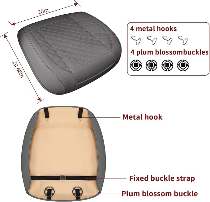 2pcs Car Seat Covers for Upgrade Leather,Car Seat Protector Water Proof Material,No Slip Soft,Side Wrapping,Bottom Seat Covers Universal for Most Automotive,Vans,Trucks,Suvs (Grey)