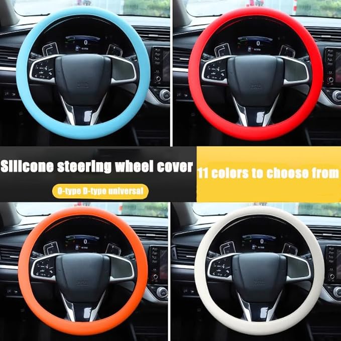 Universal Four Season Thin Silicone Steering Wheel Cover - Anti Slip Wear Resistant Comfortable for Car Blue