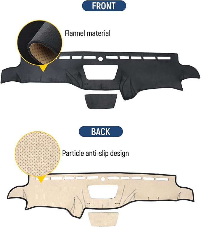 BIBLOZ Dash Cover 2011 2012 2013 2014 2015 2016 2017 for Jeep Wrangler JK JKU Unlimited Sport Sahara Rubincon Accessories Black Flannel Dashboard Cover Mat Car Dashboard UV Sun Protection