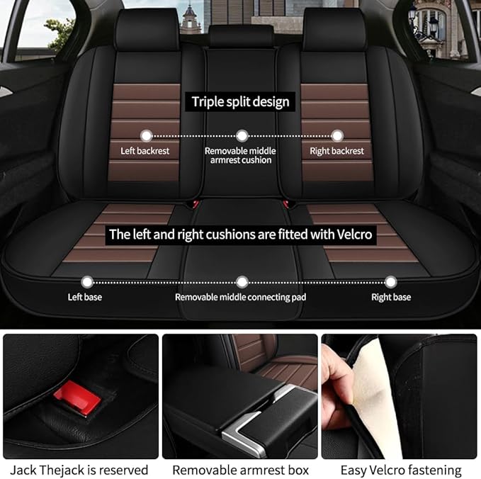 for Toyota Highlander 2006-2026 Seat Covers,Waterproof,Abrasion-Resistant PU Leather Full Set Seat Cover(Black&Coffee)