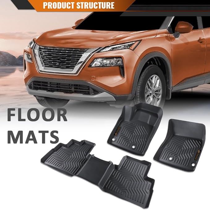 ANDPLAY TPE Floor Mats Liners Compatible with Nissan Rogue 2021 2022 2023 2024 (No Sport Models) All Weather Protection Black Floor Liners alfombras para carro