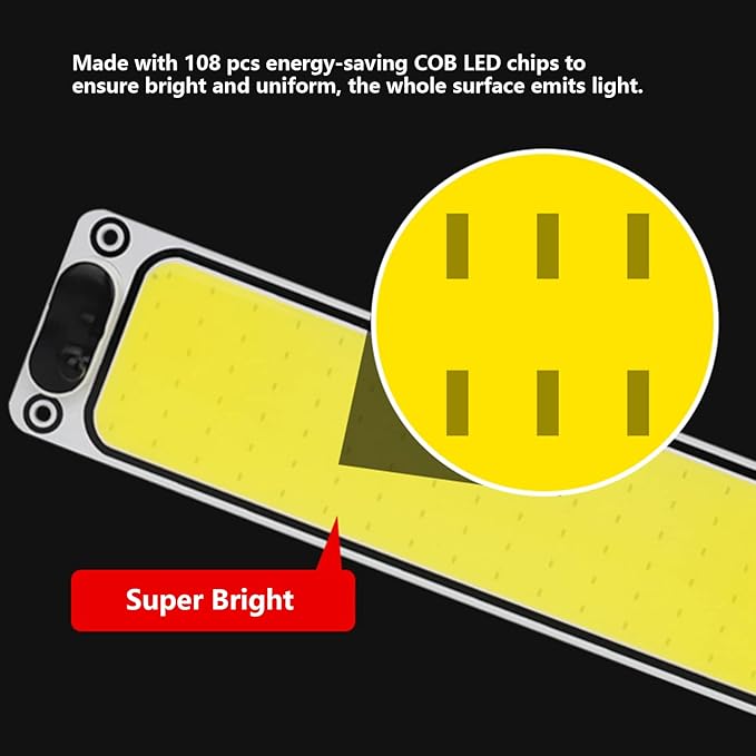 Interior Light Bar COB 108 SMD DC12-36V LED Strip Lights with ON/Off Switch for Camper Truck Van RV Trailer Boat Car Cargo Cabinet Lights with Double-Sided Tape/Screw 4-Pack White