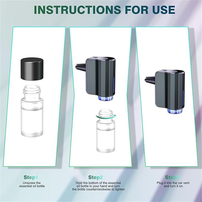 Smart Car Air Freshener with Three Adjustable Concentration, Fall Scent Car Air Freshener Diffuser, Ambientador Para Carro with Air-Conditioner Vent Clips and 3 pcs Essential Oils