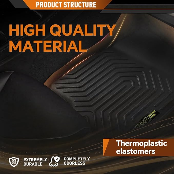 ANDPLAY Floor Mats Liners 3PCS Compatible with Honda HR-V 2023-2024 1st & 2nd Row TPE All Weather Protection Black Floor Liners alfombras para carro