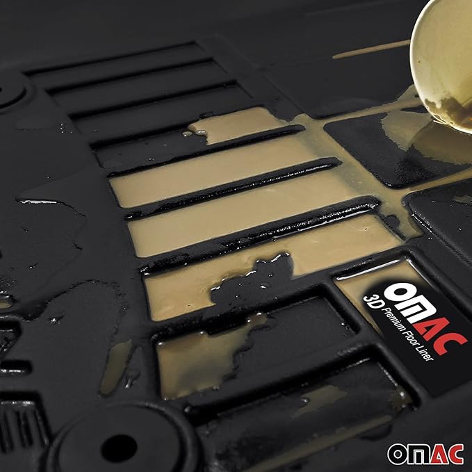 OMAC Premium Floor Mats for Porsche Taycan 2020-2025 Car Mats All Weather 3D Custom Fit Rubber Mat Waterproof Odorless TPE Floor Liners Laser Measured Non-Slip (Black)