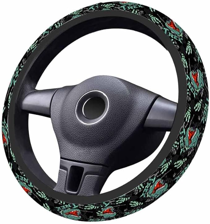 Dinosaur Head Steering Wheel Cover Open Mouth with Teeth Showing Steering Wheel Cover for Women Men Anti-Slip Breathable Steering Wheel Protector Car Accessories
