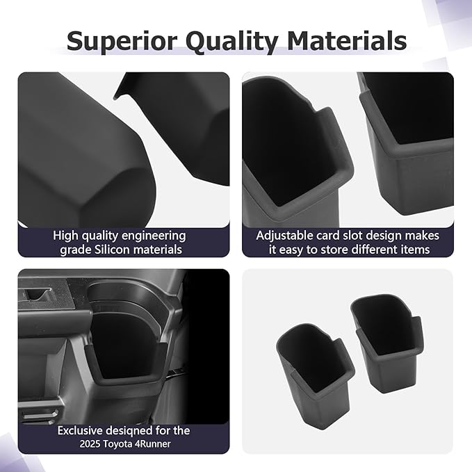 LUWU 2025 4Runner Center Console Cup Holder Compatible with 2025 Toyota 4Runner Interior Accessories Rear Seat Door Side Silicone Cup Holder Insert 4Runner 2025 Accessories
