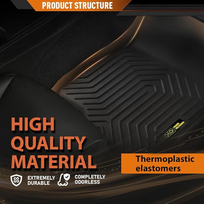 ANDPLAY TPE Floor Mats Liners 3 PCS Compatible with Honda CR-V 2017-2022 Fit Honda CR-V Hybrid 2017-2022 All Weather Protection Black Floor Liners alfombras para carro