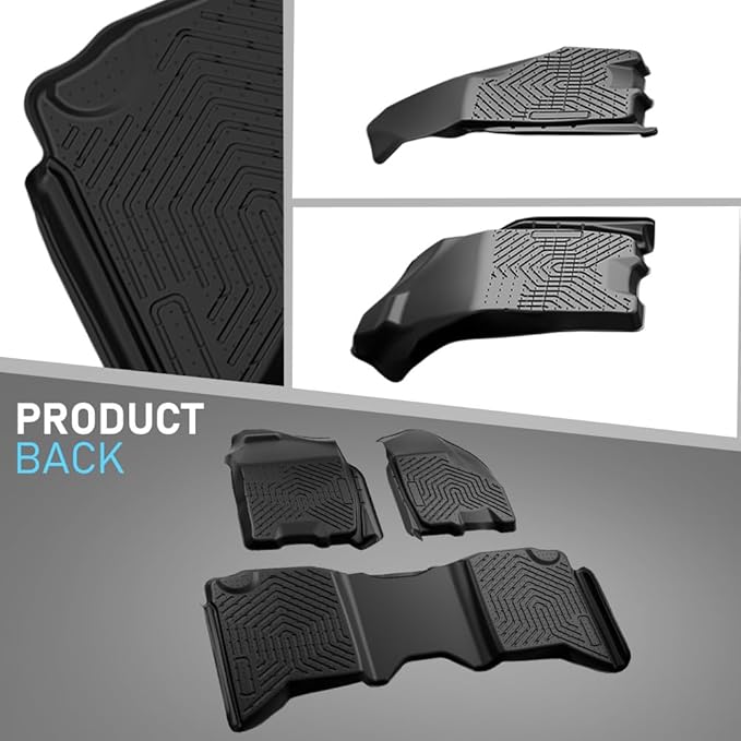 Floor Mats Compatible with Dodge Ram Truck Crew Cab 2009-2018,Not Fit Quad Cab, 1st & 2nd Row 3PCS TPE Cargo Liners All Weather Protection Accessories