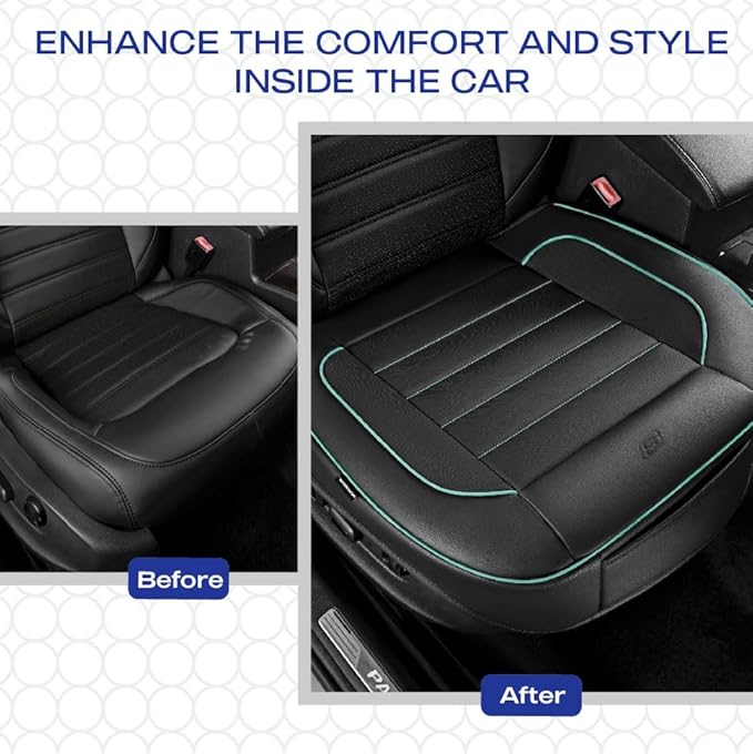 Skechers Car Seat Cover,Memory Foam Luxury Faux Leather Front Bottom Seat Cushion Cover,Universal Anti-Slip and Wrap Around The Bottom with Storage Bags,Suitable for Most Vehicles-1 Piece,Mint