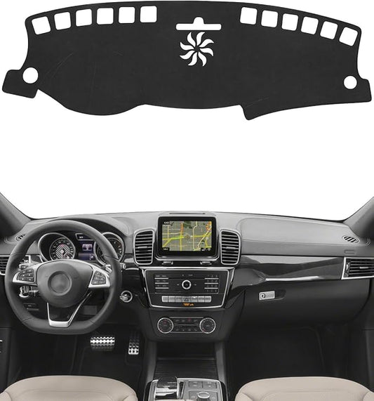 BIBLOZ Dash Cover Mat for Mercedes Benz 2017 2018 2019 GLE Model GLE300d GLE350 GLE400 GLE550e GLE43 GLE63 Accessories Black Flannel Interior Trim Car Dashboard UV Sun Protection