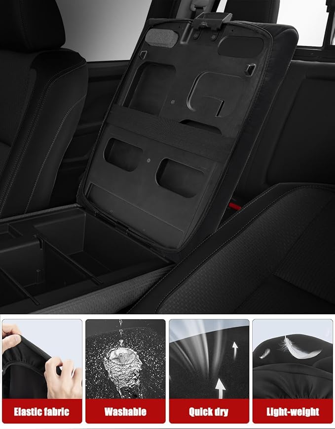 KBH Center Console Armrest Cover for Nissan Titan 2004-2024, Polyester Fabric, Middle Console Arm Rest Lid Protector, Anti-Scratch, Black (Fits Jump Seat Console Only)