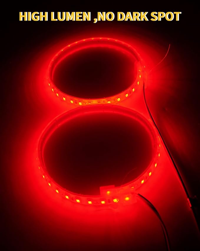 YM E-Bright LED Strip Light 30CM Waterproof for Car Motorcycles Decoration Vehicle Interior Exterior DRL Daytime Running Flexible DC12V,Red(Pack of 4)