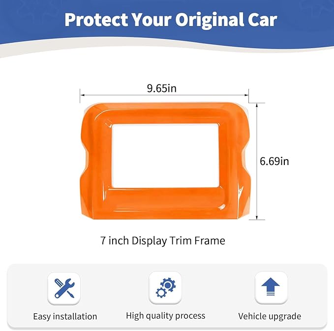 RT-TCZ for Jeep JL Center Console Radio Display Panel Trim Cover for Jeep Wrangler JL JLU Gladiator JT 2018-2023 Orange Interior Accessories 7 inch