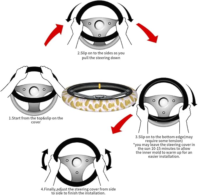 Swono Pineapple Car Neoprene Steering Wheel Cover Trendy Animal Print and Gold Pineapple 15 Inch Anti-Slip Wheel Wrap Case Protector for SUV Sedan Vans Trucks