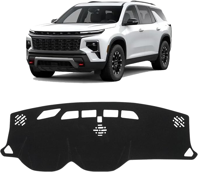 KUST Car Dash Cover for Chevy Chevrolet Traverse 2018-2024(L, LS, LT,Premier, High Country) Polyester Dashboard Cover Non-Slip Interior Accessories for Traverse Custom Fit Dash Mat Black