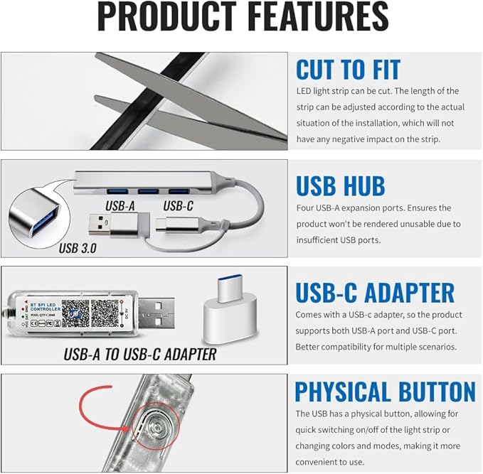 Acrylic Ambient Lighting Car Interior, 10 in 1 Dream Color Acrylic Led Strips Fiber Optic Lights Kit with APP USB Hub,Flexible Dynamic Neon Music Sync Emotion Glow Footwell Lighting for Car