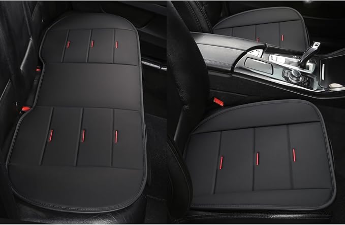 West Llama Bottom Seat Covers, Include 1 Pair Front Seat Protector and 1 Rear Seat Cover, Universal PU Leather Seat Covers for 90% Cars (Black)