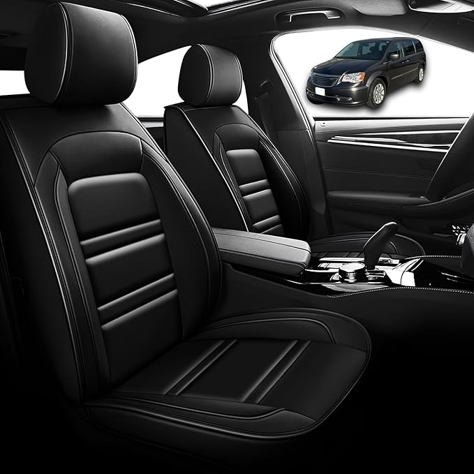 Seat Cover for Chrysler Car Town and Country 2000-2016 | Car Seat Covers Front Seats, Waterproof Seat Protectors, Automotive Front Seat Covers (Front Seat, Black)