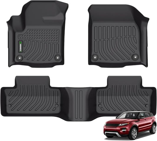 ANBINGO® Floor Mats for Land Rover Range Rover Evoque 2012-2019 (Not for Convertible) All Weather Protection TPE Heavy Duty Automotive Floor Liners Fits Front& 2nd Row Full Set, Black