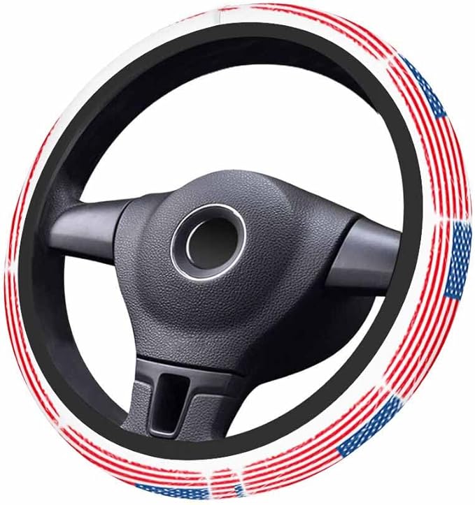 American Flag Elastic Steering Wheel Cover Brush Paint Texture Steering Wheel Cover Anti Slip Protective Case Universal Stretch Steering Protector