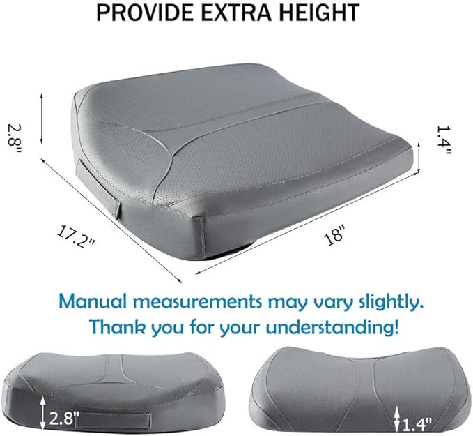 Leather Car Memory Foam Heightening Seat Cushion for Short People Driving, Hip(Coccyx/Tailbone) and Lower Back Pain Relief, Adult Booster Seat for Car, Truck,SUV,Office Chair,Wheelchair.