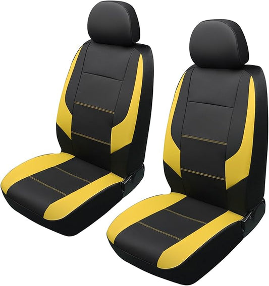 GIANT PANDA Front Car Seat Cover for Jeep, Leather Bucket Seat Covers Custom Fit Jeep Grand Cherokee Wrangler Compass Gladiator Wagoneer Renegade Liberty Patriot (Yellow+Black)