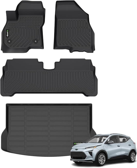 All Weather Car Floor Mats & Cargo Liner for Chevrolet Chevy Bolt EUV 2022 2023 2024 (Not EV) Custom Fit Full Set Accessories - Black