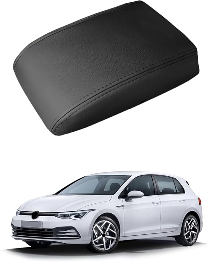 Autorder Center Console Cover for VW Golf Mk8 2022 2023 2024 Volkswagen Golf Accessories Armrest Cover Anti-Scratch Middle Console Pad Leather Armrest Protector