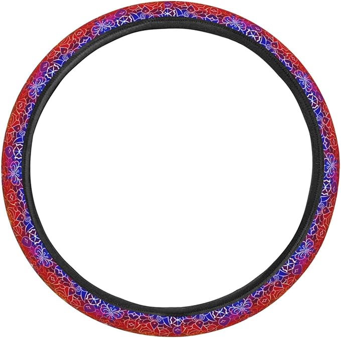 Rainbow Style Mandala Steering Wheel Covers Anti-Slip Elasticity Car Accessories Steering Wheel Protector Universal 15 Inch for Cars SUV Vehicle Truck