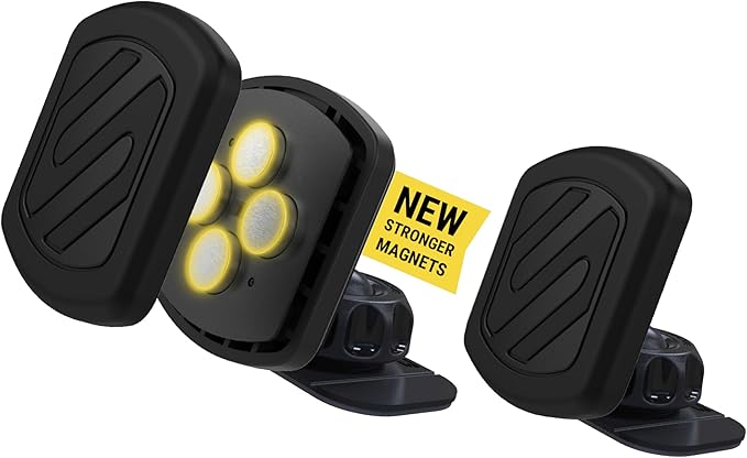 Scosche MXDM Magnetic Phone Holders for Your Car, Dashboard Cell Phone Holder with Extra Strong Magnet and Thick Metal Plate, Car Mount Cellphone Stand Compatible with iPhone, Samsung and More, 2 Pack