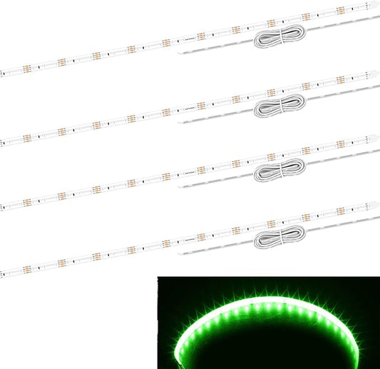 24 Inch Green Car Led Strip Light Cuttable 12V for Car Automotive Motorcycle Truck Marine Boat Inside, Pack of 4