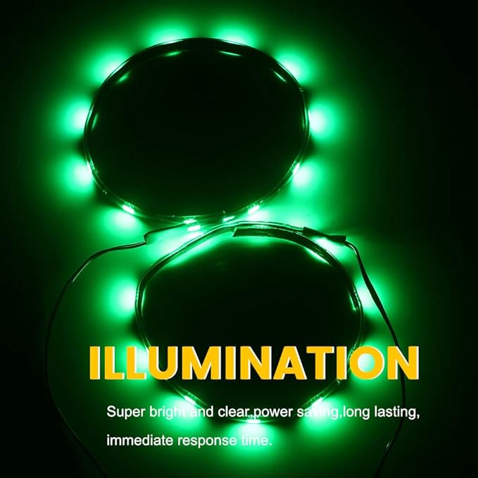 YM E-Bright Green Led Strip Lights for Cars, 10.6 inch 27CM 5050 15 SMD Waterproof Car Underglow Lights Motorcycles Boat Decoration Led Interior Exterior Lights Strip,DC-12V, Pack of 4