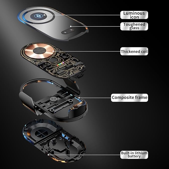 Wireless Car Charger Car Phone Holder Mount Wireless Charging Transparent Compatible Charging Air Vent Mount Phone Holder fit for All Android Smartphone(Black)