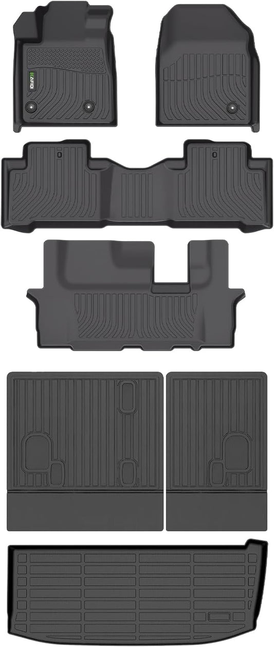 All Weather Floor Mats & Cargo Liner for Honda Pilot 2009-2015 Custom Fit Full Set Accessories - Black