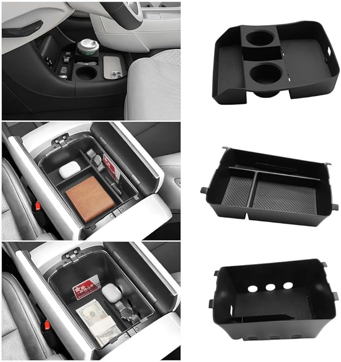 LUWU 2026 Palisade Accessories for 2026 Hyundai Palisade Accessories Palisade LX3 Lower Center Console Organizer, Armrest Console Tray Storage Box Black 3-Pack (Only for 7-Seat)
