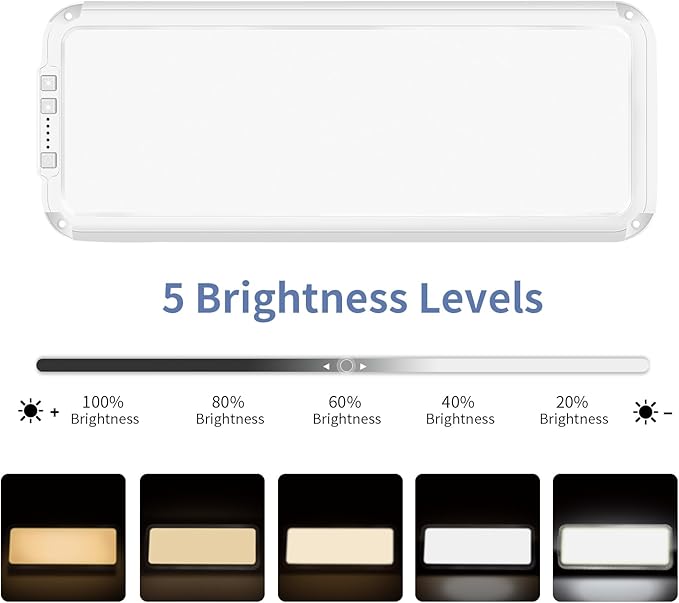 Miady RV LED Interior Light 1500 Lumen 16.5" x 6.3", Thin 12Volt Ceiling Lights with 5 Levels of Dimming and 3 Color Temperature 3500-6500K Switches, for Car/Trailer/Camper/Boat, Pack of 2 (White)