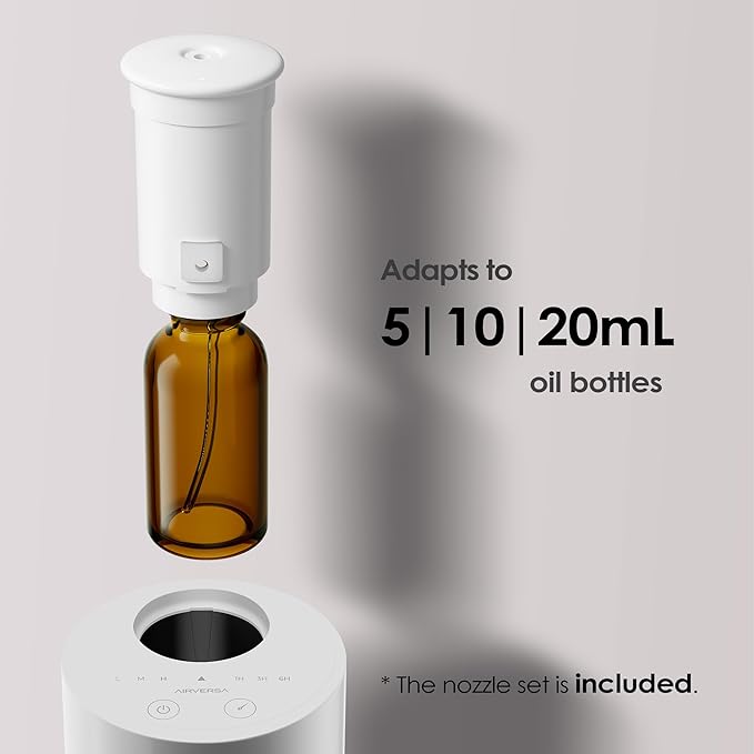 Airversa Waterless Essential Oil Diffuser Starter Kit with 30mL Fragrance Oil Inspired by Four Seasons Hotel, Battery Operated Mini Scent Air Machine Portable Diffuser for Home Car Office, White AN6