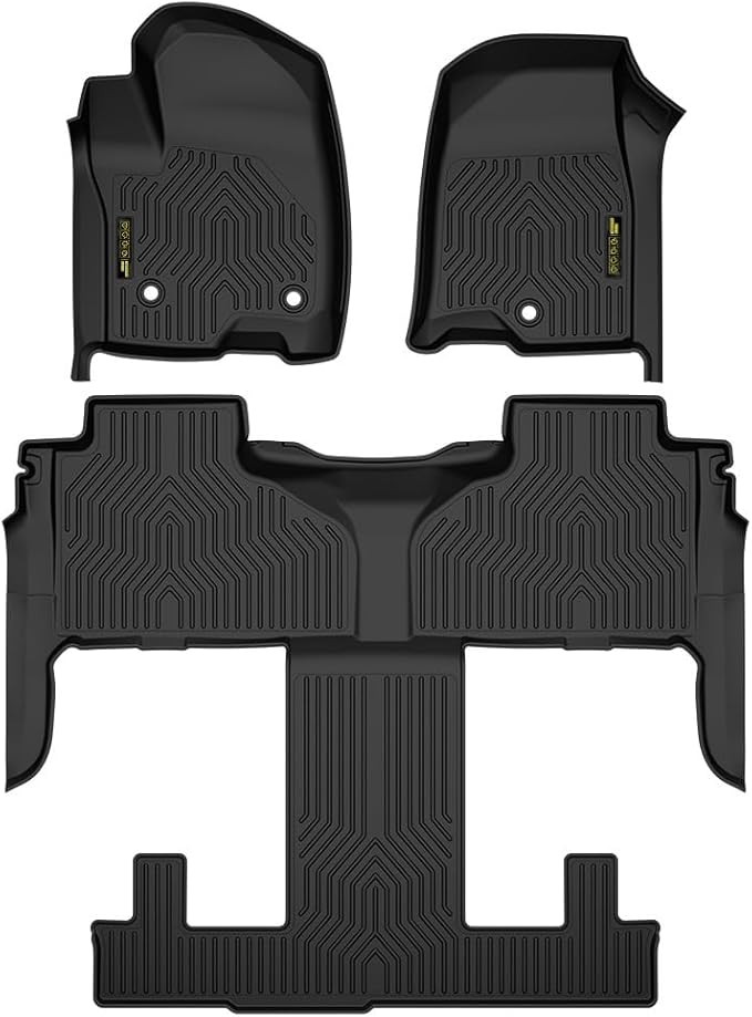 DOTCOM TPE Floor Mats Fit Chevy Tahoe & GMC Yukon 2021-2025 w/2nd Row Bucket Seats, All Weather Protection 1st & 2nd Row Truck Mats Cargo Liner Accessories,alfombras para carro 3PCS