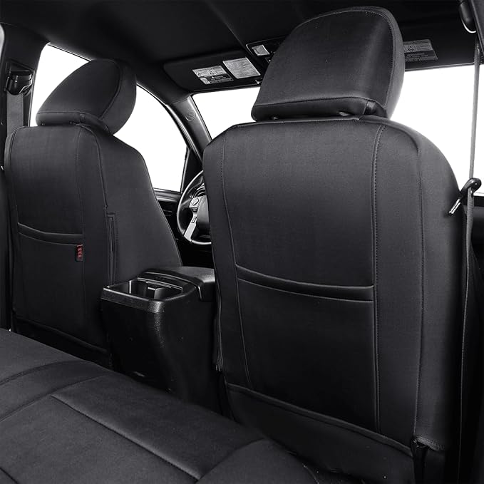 EKR Custom Fit Tacoma Car Seat Covers for Select Toyota Tacoma (Petrol) 2024 2025 2026 Double cab SR,SR5,TRD Sport,TRD Off-Road,Limited - Full Set, Neoprene (Black)