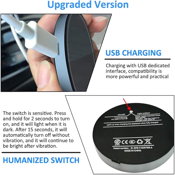 ACODABLEM 2 Pack LED Cup Holder Lights, Car Coaster with 7 Colors Changing USB Charging Mat, Luminescent Cup Pad Interior Atmosphere Lamp Decoration Light