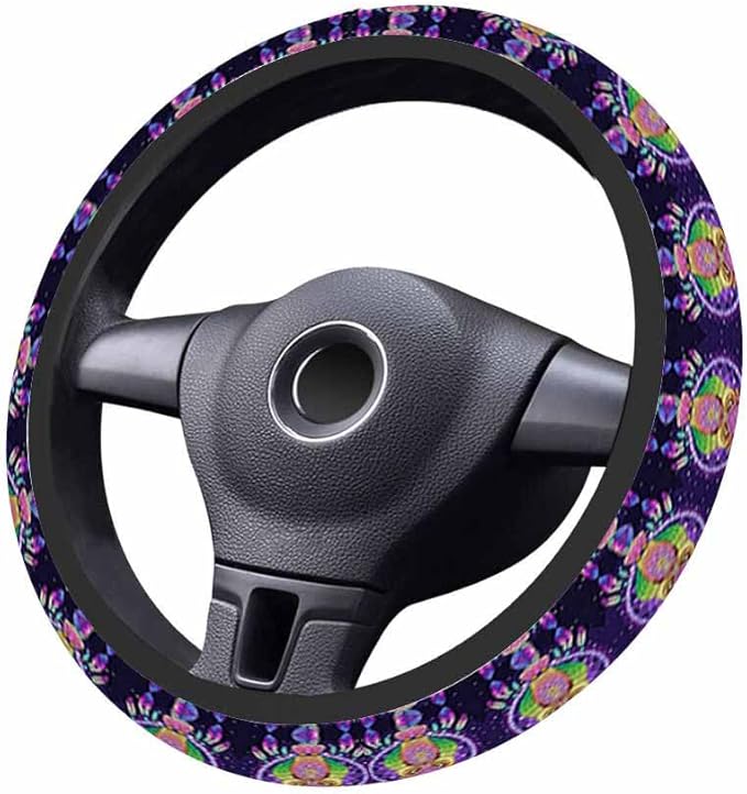 Owl Dream Catcher Steering Wheel Cover Purple Steering Wheel Cover for Women Men Anti-Slip Breathable Steering Wheel Protector Car Accessories