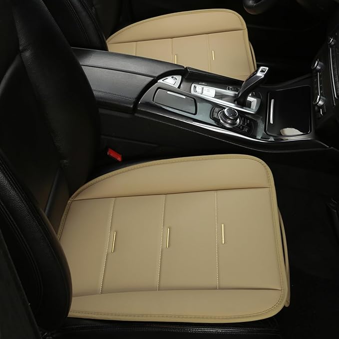 West Llama Bottom Seat Covers, Include 1 Pair Front Seat Protector and 1 Rear Seat Cover, Universal PU Leather Seat Covers for 90% Cars (Beige)