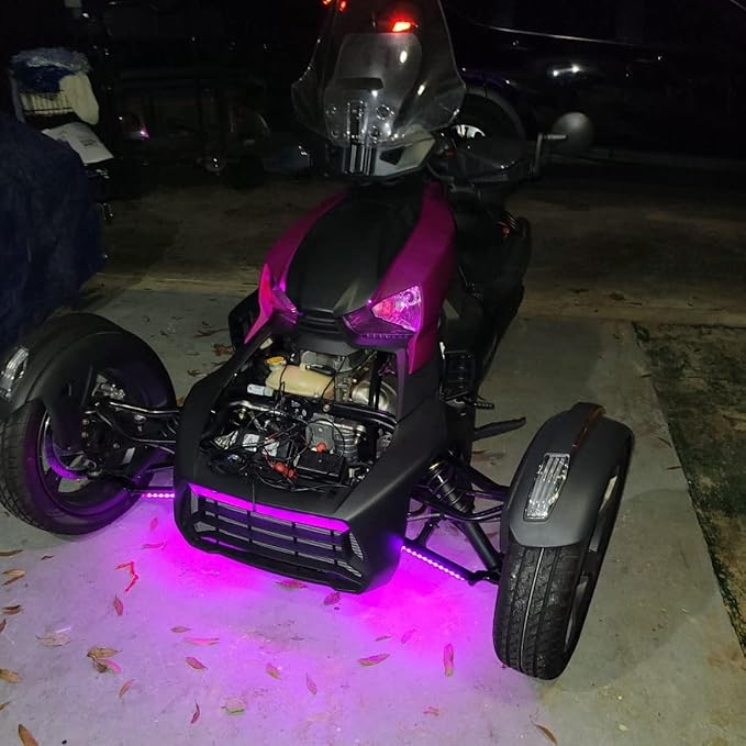 YM E-Bright Car Led Strip Lights Cuttable Underwater Marine Underglow Led Lighting for Boat Motorcycle Trucks Golf Cart Interior Exterior Waterproof IP68 24inch 60CM 72SMD 12v,Pink(Pack of 4)