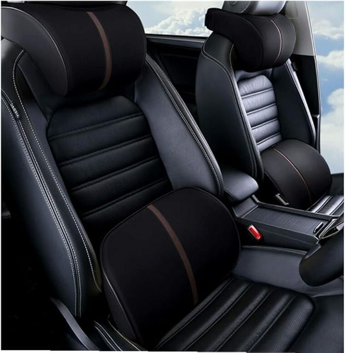 ZHONGLI Memory Foam Lumbar Support Pillow-Middle/Lower Back Support Cushion-Used for car Seats, Office Chairs, recliners, etc. (Black)