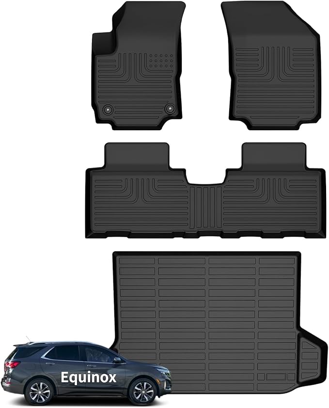 Wayhigh® Floor Mats & Cargo Liner for 2018-2024 Chevy Equinox/GMC Terrain（Not for Equinox EV）,Custom Fit All Weather TPE Heavy Duty Car Mats Equinox Accessories